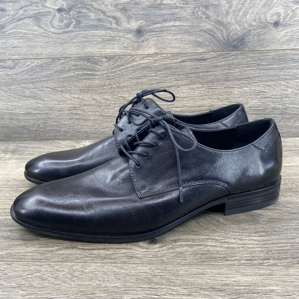 Aldo Derby Dress Shoes Mens 9.5 Black Leather Lace Up Round Toe F1486